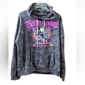 BETTY BOOP Womens Grey Hoodie LA Motorcycle Born To Ride Long sleeves L Biker